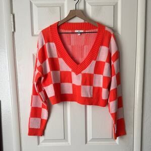 BP Orange and White Checkered Sweater size XL